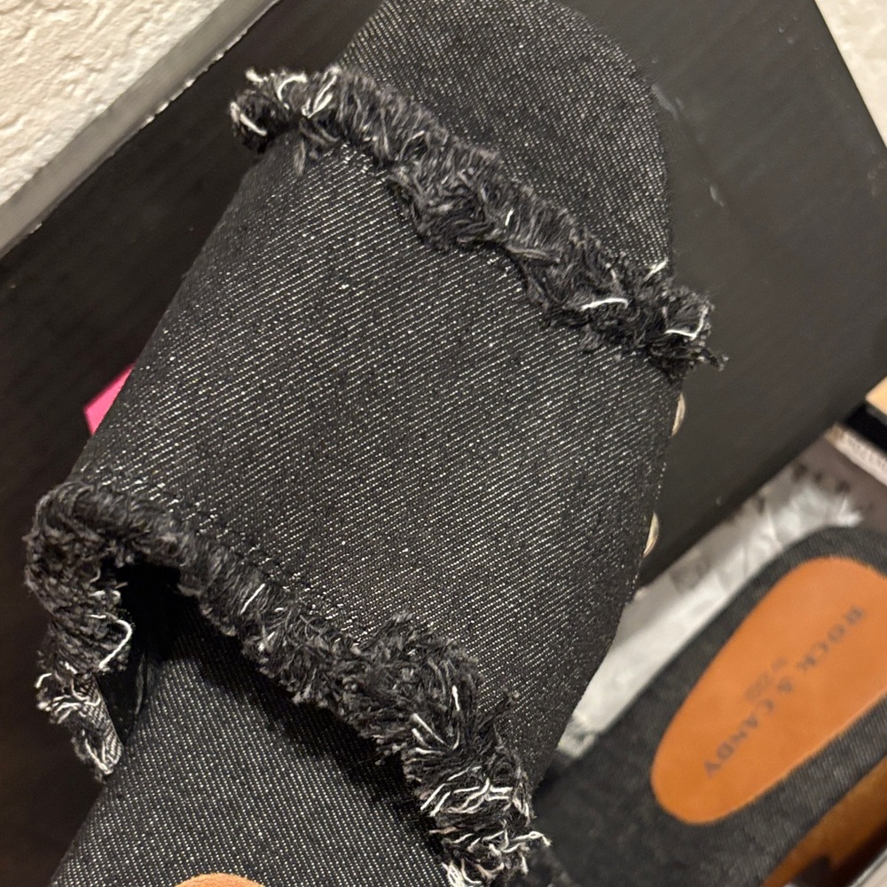 Rock & Candy Black Denim Mules with Wooden Heel - Picture 3 of 14